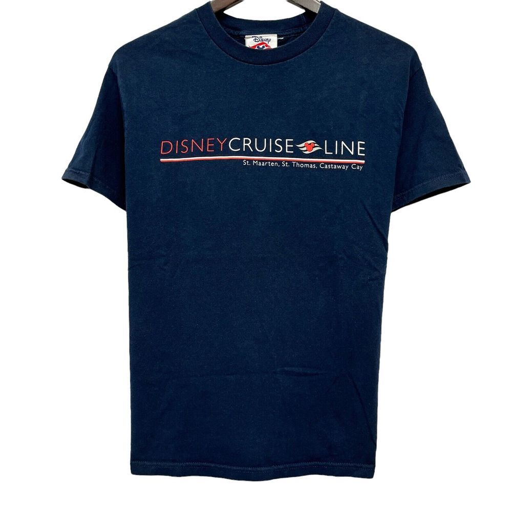 Vtg Disney Cruise Line St. Maarten, St. Thomas Mens Navy Blue T-Shirt Size S euc